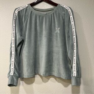 Hurley Womens Top Size Large Green Velvet Velour Sweatshirt Skater Beach Y2K